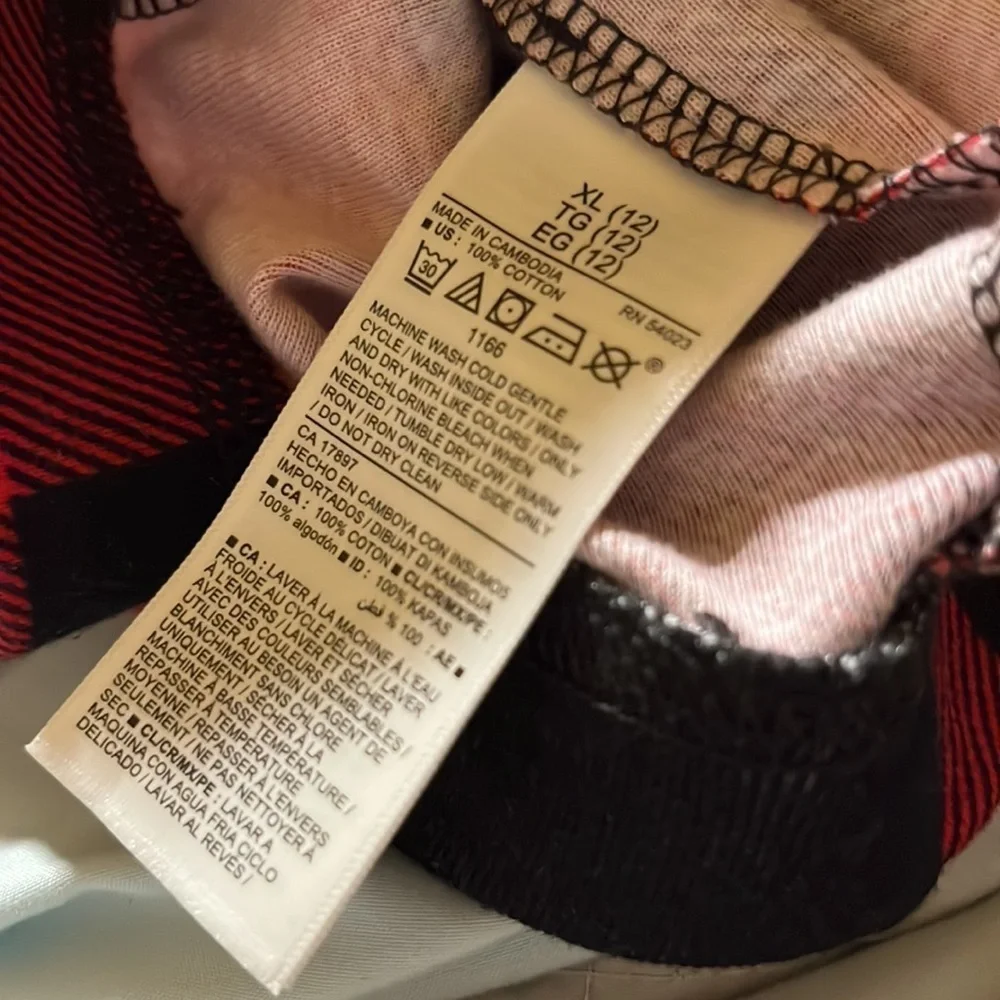Old Navy Girls Boys Buffalo Plaid Buffalo Check Red Black Pajama Bottoms XL